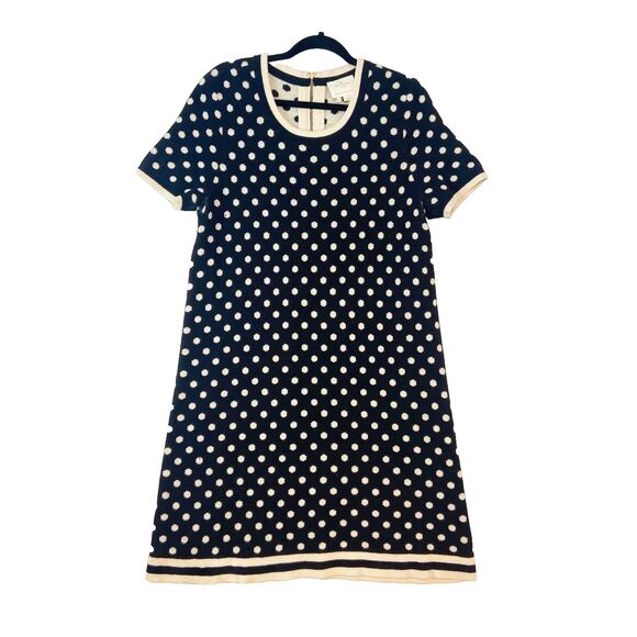 Kate Spade Joanie Dress Womens XL Black Ivory Polka Dot Wool Cashmere Knit - Picture 1 of 8